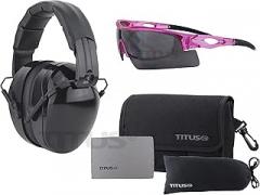 TITUS Triple Black B4 32 NRR Noise Reduction Hearing Protection Ear Muffs & Sport Safety Glasses Range Combos