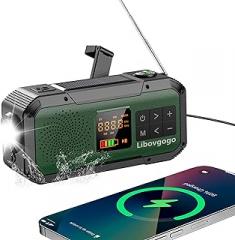 Emergency Radio Waterproof Bluetooth Speaker,Portable Digital AM FM Radio with 2000mAH Cell Phone Charger,Flashlight,Hand Crank NOAA Weather Radio with Solar Panel,Emergency Survival Kit (Green)