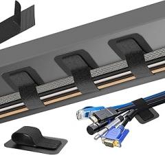 Cable Management Under Desk, 【Up to 15 Cord】【Enhanced Wire Holder】 Cord Organizer, Adjustable Hook and Loop Cable Ties, Reusable Cord Holder, Cable Hider Clips Under Table, 20 Pair