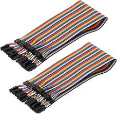 MECCANIXITY 2.0MM(2P) Female to 2.54MM(1P) Female Breadboard Jumper Wire 2.54MM Pitch Ribbon Cable 30cm Long Electronics Breadboard Ribbon Cables for Breadboard Electronic Projects Pack of 2