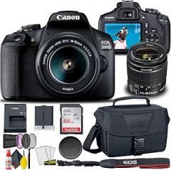Canon EOS 2000D / Rebel T7 DSLR Camera with 18-55mm Lens + Creative Filter Set, EOS Camera Bag + Sandisk Ultra 64GB Card + Electronics Cleaning Set, and More (International Model) (Renewed)