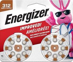 Energizer Size 312 Hearing Aid Batteries, Brown Tab Hearing Aid Batteries Size 312, 16 Count