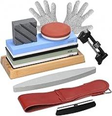 400/1000 3000/8000 Grit Premium Whetstone Set Cut Sharpening Stone Kit Sharpener for All Blade Nonslip Base Cutter Sharpener
