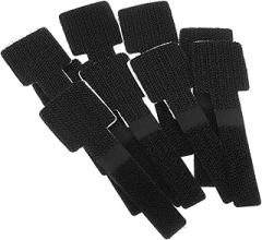 10Pcs Black Hook and Loop Cable Ties Cord Organizer for Desk Computer Cord Management Reusable Wire Straps Charger Wraps for Electronics