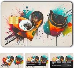 Credit Card Sticker Skin - 4 Styles Funny Debit, Credit Card Sticker, Key, Debit, Credit, Slim, Waterproof, Anti-Wrinkling Removable Vinyl Debit Skin Cover Credit Card Decals (Graffiti)