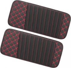 ACROPIX 2pcs Car CD Visor Storage Cases Vehicle Sun Visor Organizer with 10 DVD Storage Sleeves Black with Red Line Car Parts