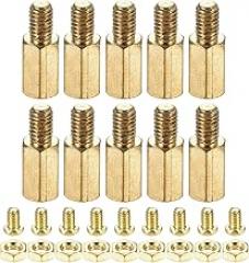 YOKIVE 10 Sets Brass Hex Threaded Spacer Screw Nut Kit, Spacer with Female-Male Thread | Raising The PCB Board, Great for Electronics Industries (M4 10+6mm)