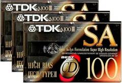 (3-Pack) TDK SA 100 Audio Cassette Tape Super Avilyn High Resolution SA100 BIAS IEC II