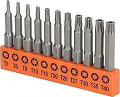 Bates- Security Torx Bit Set, 11 pcs, 2 Inch Long, 1/4