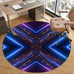 Drum Rug Round Desk Chair Pad, Anti-Silp Floor Protection Mat Office Chair Carpet Pad, Scratch-Resistant, Large Non-Slip Chair Mat for Parquet Laminate Carpets Office-C||110CM