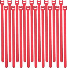 NUOBESTY 100pcs Reusable Hook and Loop Cord Ties for Cable Management, Red Self-adhesive Cable Wraps for Charging Cords and Electronics Organizer in Home and Office
