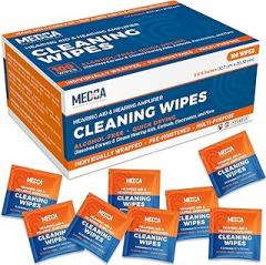 Hearing Aid Cleaning Wipes - 100 Individually Wrapped Pre-Moistened Alcohol-Free Wipes for Hearing Aids, Amplifiers, Earbuds, Audio & Electronics - Portable, Quick-Drying, Gentle, Daily Use & Travel