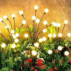 Solar Lights Outdoor Waterproof, 4 Packs 32LED, Solar Garden Lights, Patio Lights, Garden Decor, Patio Decor, Firefly Lights Solar Outdoor, Unique Gifts for Women