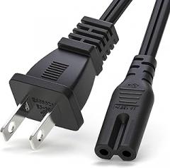 TV Power Cord for Samsung LG TCL Sony:6Ft 2 Prong AC Wall Plug 2-Slot LED LCD Cable Insignia Sharp Toshiba JVC Hisense Electronics UN65KS8000FXZA UN40J5200AFXZA 43UH6100