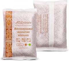 ADSorbco 500 Gram (2 Pack) Silica Gel Packets - Desiccant Packs for Storage, Moisture Absorbers for Food, Rechargeable, Orange-to-Green & White Blend for Food Storage, Electronics, Jewelry, Safes