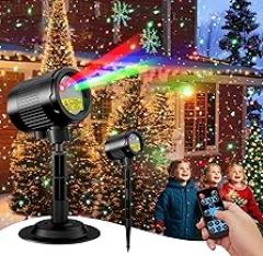 Laser Christmas Porjector Lights, Waterproof Laser Light Projector Outdoor 3-Color Star Shower Laser Lights, Remote Control & Timing, Perfect for Holidays Party, Garden Decor