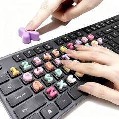 36 PCS Raised Keyboard Stickers for Long Nails with Letters, 3D Cute Cartoon Letters, Reusable Adhesive Protective Type Long Nails Keyboard, Compatible with Desktop and Laptop -Colorful