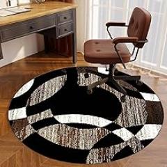 Drum Rug Office Chair Mat for Carpet and Hardwood Floors Round Gaming Chair Floor Mat, Multi-Purpose Carpet Protector, Low Pile Anti-Slip Mat for Home Office-B||80CM