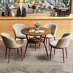 Negotiation Table, Office Reception Room Club Table and Chair Set, Dining Table and Chair Set, Business Conference Room Coffee Table, Suitable for Lounge(Light Gray)