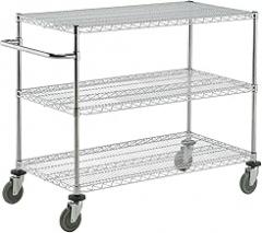 Nexel 3 Adjustable Wire Shelves Shelf Cart, Chrome Finish, 24