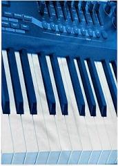 3dRose 22x30 Bath Hand Pool Towel - Image of Blue Photo of Electronic Keyboard Lens Art by Florene - Blue Everywhere