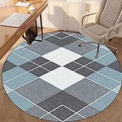 Drum Rug Round Office Chair Mat Gaming Chair Mat, Fabric Office Floor Mat, Floor Protection Mat for Office Chair, Floor Protection Mat for Hard Floors Non-Slip Silent-A||80CM
