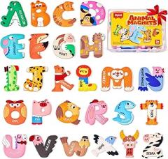 JoyCat Magnetic Letters, Soft PVC Animal Fridge Magnets for Toddlers & Kids, 26 Large Uppercase Alphabet ABC Refrigerator Magnets, Preschool Educational Learning Toys, Cute Baby Gift for Boys & Girls
