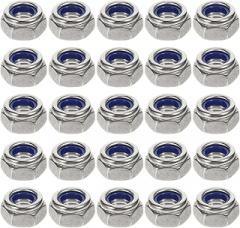 100pcs M6 Nylon Lock Nuts Set 10mm Width Threaded Locking Nuts for Electronic Products and Industrial Fastening Applications