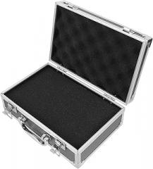 Homoyoyo Portable Aluminum Alloy Toolbox Small Tool Storage Case with Handle, Mini Carrying Organizer Box with Foam Insert for Travel and Electronics Equipment, 25.5×16.5×9.5cm