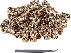 60Pcs M4 Brass Nuts M4 x 8.1 x 6.3 mm M4 Threaded Insert Heat Set 3D Printing Brass Nuts Female Thread Knurled Heat Embedment Nut for Plastic and 3D Printing Components