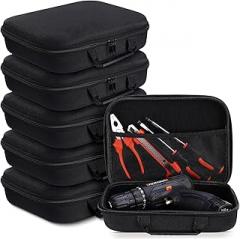 6 Pack Hard Storage Tools Case 10.6 x 7.9 x 2.8 Inch Empty Tool Organizer with Handle and Zipper Reusable Portable Protective Pouch Hard Carrying Case for Hand Tools & Electronic Accessories