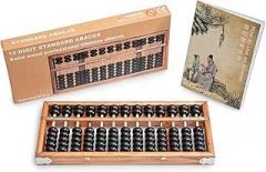 Digital Standard Abacus-28.5cm-Professional 13-Column Soroban Calculator (Functional and Educational Tool) Vintage-Style Chinese Wooden Abacus.