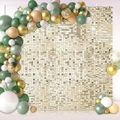 3D Wall Panel Shimmer Wall Backdrop Shine Backdrop Panel for Weddding Party Decoration 24 Pack,Light Gold