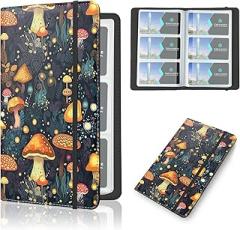 Floral Business Card Book Holder Organizer for Women, 240 Card Capacity, Stylish Name Card and Credit Card Holder for Professionals (Mushrooms)