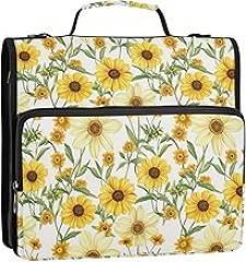 3 Rings Binder with Extra Pockets with Shoulder Strap & Handle Laege Capacity Document Organizer Bag for School Beauty Spring Flowers Mississippi Tickseed