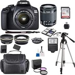 Canon EOS 2000D Rebel T7 Kit with EF-S 18-55mm f/3.5-5.6 III Lens + Accessory Bundle Model Electronics Cloth (Renewed) Black
