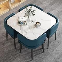 Meeting Table, Office Reception Room Club Table and Chair Set 5-Piece, Office Conference Table Business Coffee Table Set, Suitable for Lounge, Living Room(Blue)