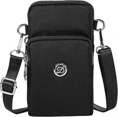 Small Roomy Crossbody Bag Cell Phone Purse Shoulder Pouch for iPhone 16 15 14 13 Pro Max 12 Pro Max 11 Pro Max XR X XS Max 8 Plus Google Pixel 7 6 Pro 6a 5 4a 4XL 3a TCL 10L (Black)