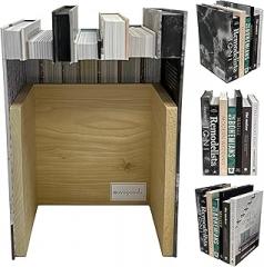 Tall CovoBox v2— Hidden Storage Secret Book Box Electronics Hider | Hide Router, Cable Modem, Cords, Plugs, Outlets, Money, Documents, Jewelry | Made w Real Used Books [Tops ON](Multicolor)