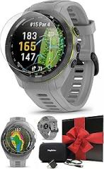 Garmin Approach S70 (Gray, 42mm) Golf GPS Watch - AMOLED Display, Virtual Caddie & Playslike Distance - Gift Box Bundle with PlayBetter Screen Protectors, Wall Adapter & Hard Case
