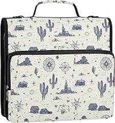 1.5 Inch 3 Rings Zippered Binder Bag with Handle and Removable Shoulder Strap Includes Zip Pocket Portfolio Binder for School Western Cowboy Boho Cactus Dream Catcher