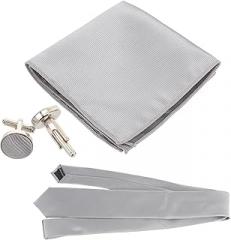 Milisten Men’s Tie Set Solid Color Necktie, Vintage Cufflinks and Pocket Square, Jacquard Woven Accessories for Business and Formal Occasions