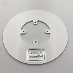 Freestanding Round Countertop Base Plate for Terminal and POS Equipment Stand, White with You are Beautiful Sticker