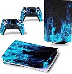 Teiyii PS5 Console and Controller Skin Set, PlayStation 5 Wrap Decal Sticker for Disk Edition (Fog Fire)