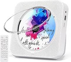 CD Player Portable, Bluetooth CD Players for Home with Remote Control HiFi Stereo LED Display Timer FM Radio AUX/USB/TF Jack, Music CD Player with Speakers Desktop Boombox for Office Kids Gift White