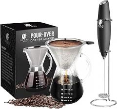 Bean Envy Milk Frother Black Color & Pour Over Coffee Maker