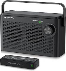 Tosima TV-8000 Wireless TV Speakers- Voice Highlighting TV Speakers for Hard of Hearing, Seniors and Elderly, 1000mAh Rechargable Battery, 8-HR Playtime, 2.4G RF Transimitter, 100Ft Range