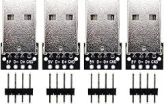whiteeeen 4pcs USB Type A Male Breakout Board with 2.54mm Male Pin