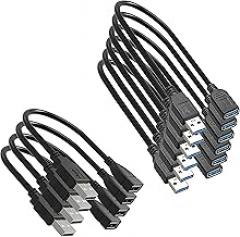 SaiTech IT 4 Pack (15cm) USB 2.0 Extension Cable Bundle with 6 Pack Short USB 3.0 Extension Cable (30cm – 1feet), USB Male to Female Extender Cable – Black