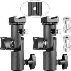2Pack Updated Flash Bracket Flash Stand Light Stand Bracket Mount with Umbrella Holder Mount Swivel for Camera DSLR Nikon Canon Pentax Olympus and Other DSLR Flashes Speedlite Studio Light LED Light